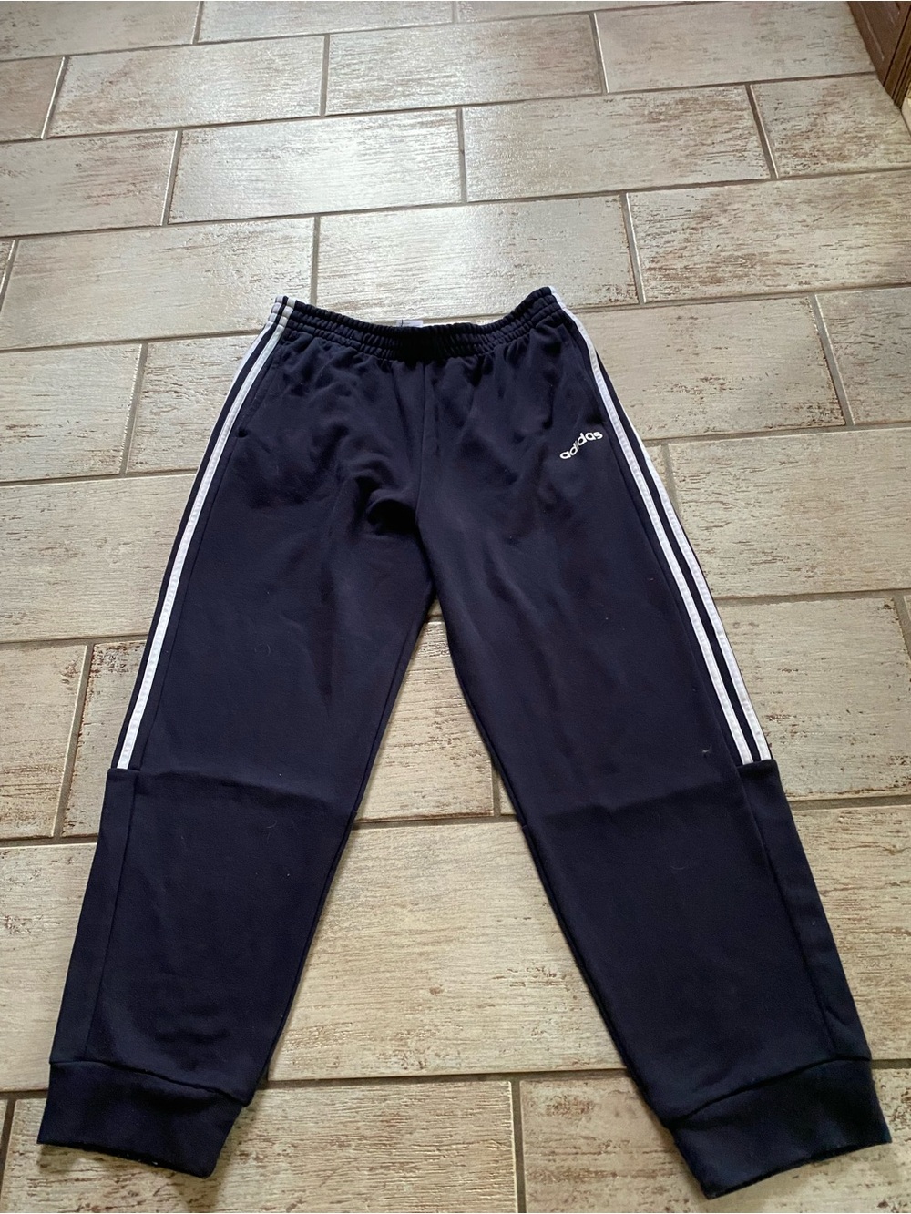 Adidas Men’s Sweat Pants Navy with White Stripe Size XL